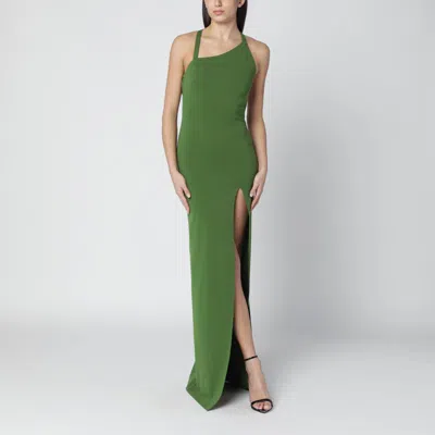 Attico Long Dress With Slit In Green