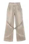 Attico Baggy Jeans With Pockets In Grey