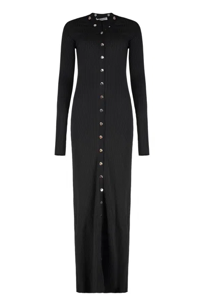 Attico Long Knitted Cardigan In Black