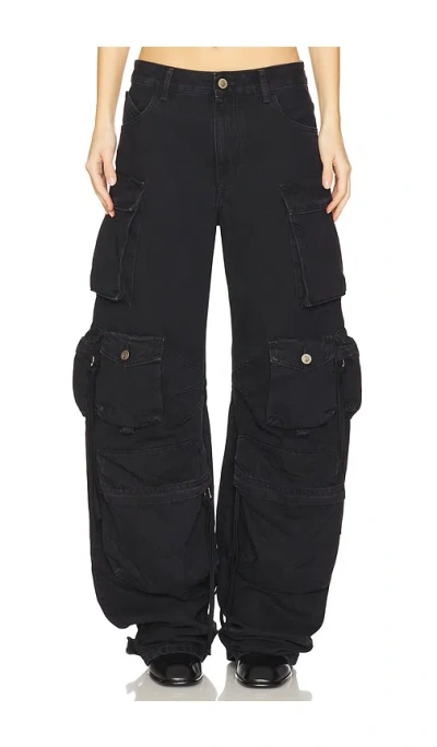 Attico 'essie' Black Fitted Jeans With Cargo Pockets