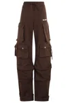 Attico Cotton Cargo Joggers Adjustable Cuffs In Brown