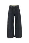 Attico Wide-leg Denim Trousers In Stretch Fabric
