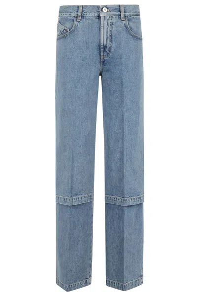 Attico Blue Jeans With Logo Detail On The Pocket And Logo Patch On The Rear In Denim Woman