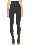 Attico Button-up Skinny Trousers In Fade Black