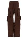 Attico Cotton Jersey Cargo Sweatpants In Brown