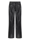 Attico Tailored Wide-leg Black Pants In Lamb Skin In Black