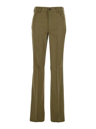 ATTICO GREEN TROUSERS WITH BELT LOOPS AND LOGO ON THE BACK IN FABRIC WOMAN