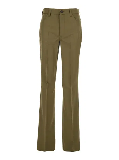 ATTICO GREEN TROUSERS WITH BELT LOOPS AND LOGO ON THE BACK IN FABRIC WOMAN