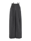 Attico Dark Grey Wool Blend Palazzo Pant In Grey