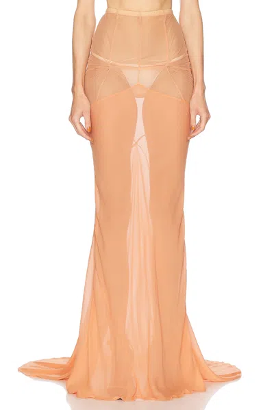 Attico Long Skirt In Peach