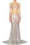 Attico Long Skirt In Silver