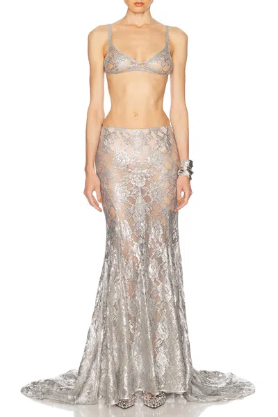 Attico Long Skirt In Silver