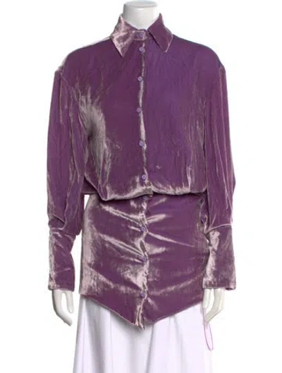 Pre-owned Attico Long Sleeve Blouse In Purple