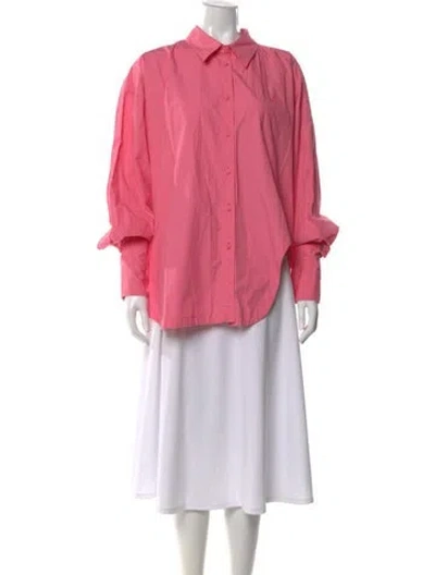 Pre-owned Attico Long Sleeve Button-up Top In Pink
