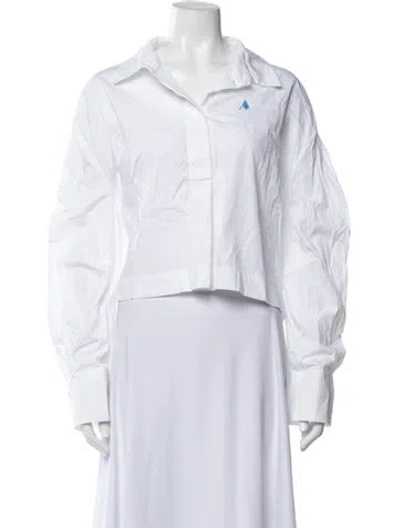 Pre-owned Attico Long Sleeve Button-up Top In White