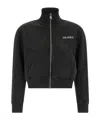 Attico Cropped Zip Fleece Ribbed Finish In Black