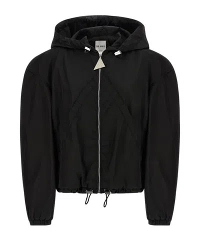 Attico Oversized Black Hooded Bomber Jacket