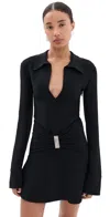 Attico Mini Dress With Deep V-neck In Black