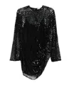 Attico Black Sequin Net Knit Mini Dress In Black