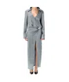 Attico Satin Dress Metallic Accent In Gray