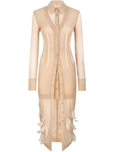 Attico Long Sleeve Dress In Neutrals