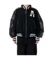 Attico Bomber Jacket With Ribbed Cuffs And Hem In Black