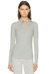 Attico Long Sleeve Lapel Top In Gray