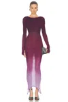 Attico Garter-detailed Ombré-knit Midi Dress In Purple & Burgundy Degrade
