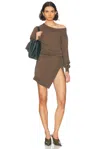 Attico Long Sleeve Mini Dress In Fade Brown