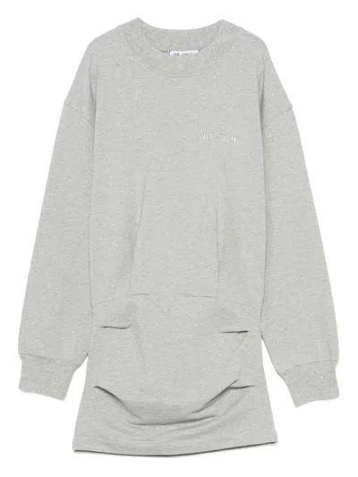 Attico Long Sleeve Mini Dress In Gray