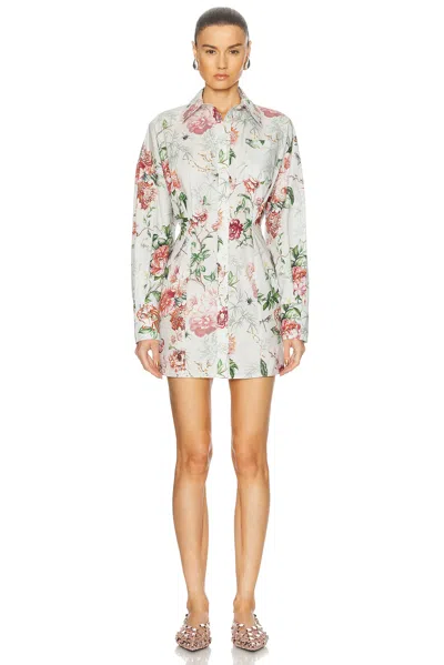Attico Long Sleeve Mini Dress In Ivory