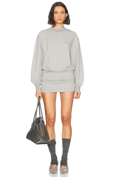 Attico Long Sleeve Mini Dress In Melange Grey