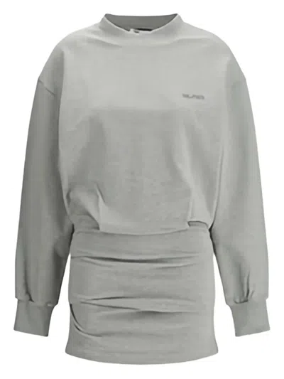 Attico Oversized Sweatshirt Draping Mini Dress In Gray