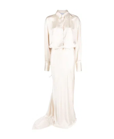 ATTICO THE ATTICO SIDE SLIT LONG-SLEEVED GOWN