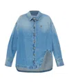 Attico Asymmetric-hem Denim Shirt In Blue