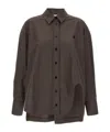 Attico Diana Oversized Cotton Poplin Shirt In Brown