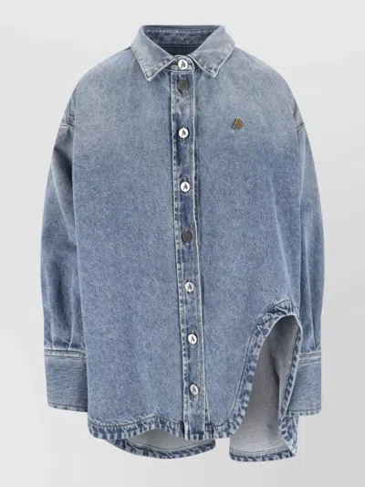 Attico Long Sleeve Shirt Button Cuffs Style In Blue