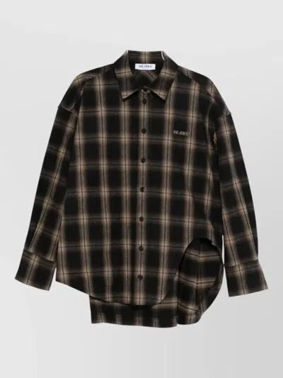Attico Long Sleeve Shirt Buttoned Cuffs Check In Brown