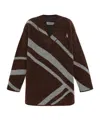 Attico Diagonal-stripe Sweater In Brown