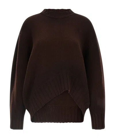 ATTICO LOGO-EMBROIDERED ASYMMETRICAL SWEATER
