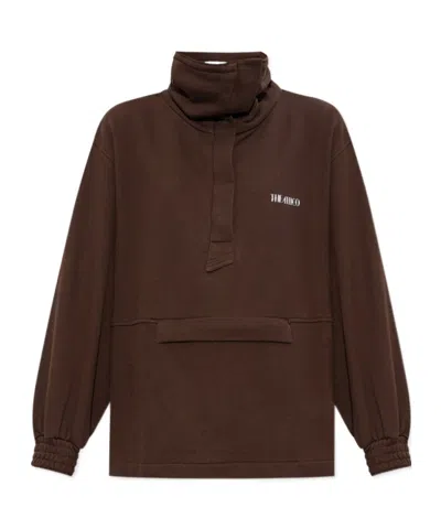 Attico Long Sleeve Sweatshirt In Brown