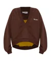 Attico Brown Cropped Sweatshirt With V Neck And Logo Lettering On The Front In Cotton Woman In Brown