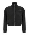 Attico Cropped Zip Fleece Ribbed Finish In Black