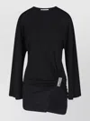 Attico Mini Dress With Distinctive Curling Detail And Logo In Black