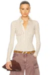 Attico Long-sleeved Polo Shirt In Fade Ecru