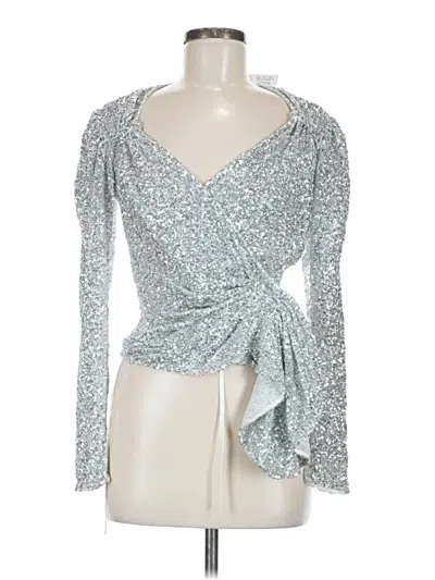 Pre-owned Attico Long Sleeve Top Silver Solid Pattern Sweetheart Neckline Tops