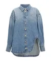 Attico Blue Shirt With Classic Collar And Embroidered Detail On The Front In Blue
