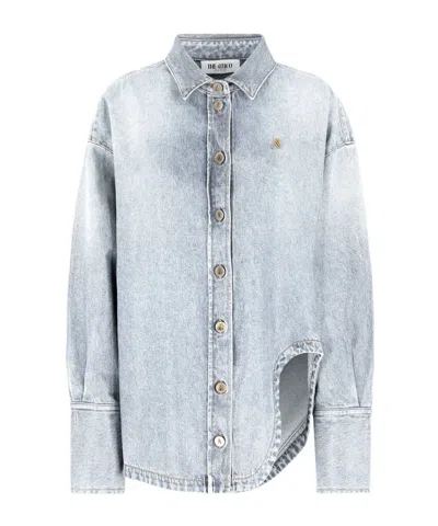 ATTICO THE ATTICO LOGO EMBROIDERED BOX-PLEAT DETAILED SHIRT