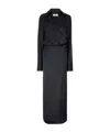 Attico Black Long Sleeve Midi Dress With Side Slit In Black