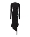 Attico Asymmetric Dress With Snap Buttons In Black